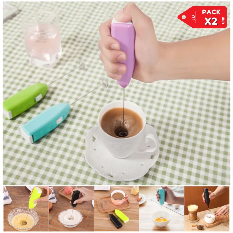 INSPIRA - Batidor Espumadera de Cafe Manual y especias Pack x2