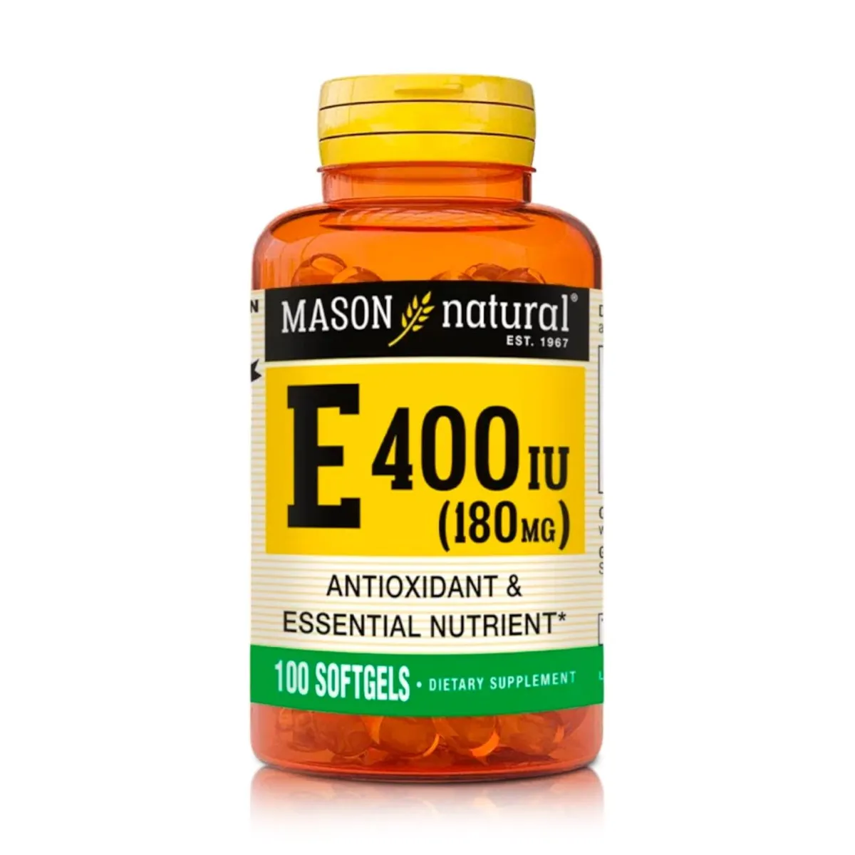 MASON NATURAL - Vitamina E - Antioxidante y Cuidado de la Piel 400 IU (100 Softgels)