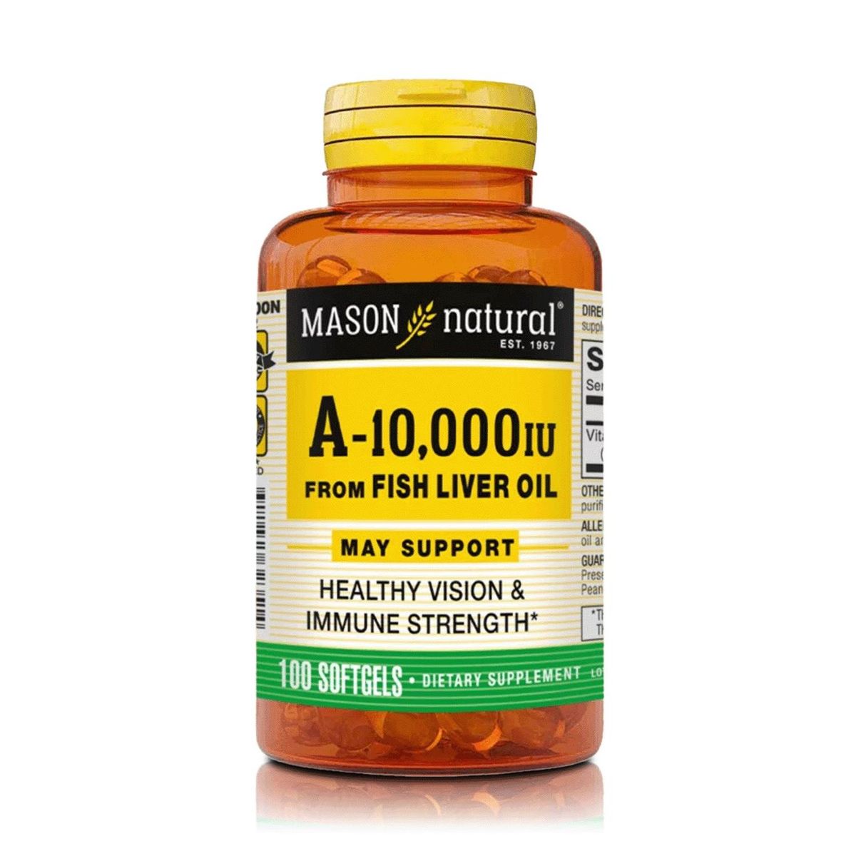 MASON NATURAL - Vitamina A - Visión e Inmunidad 10,000 UI (100 Softgels) - Mason Natural