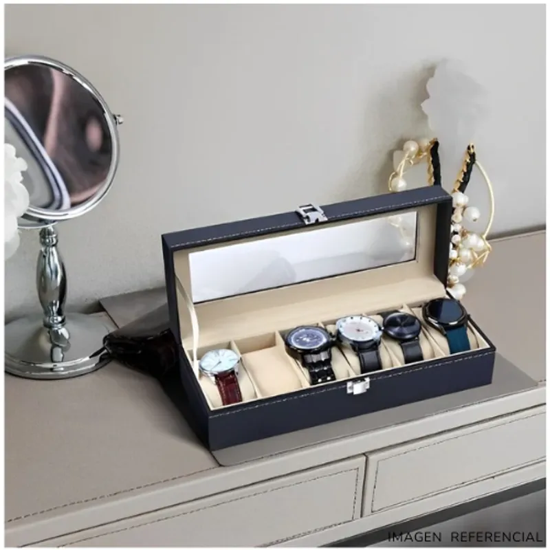 INSPIRA MARKET - Porta Relojes Pulseras de Lujo Elegante 6 Compartimientos