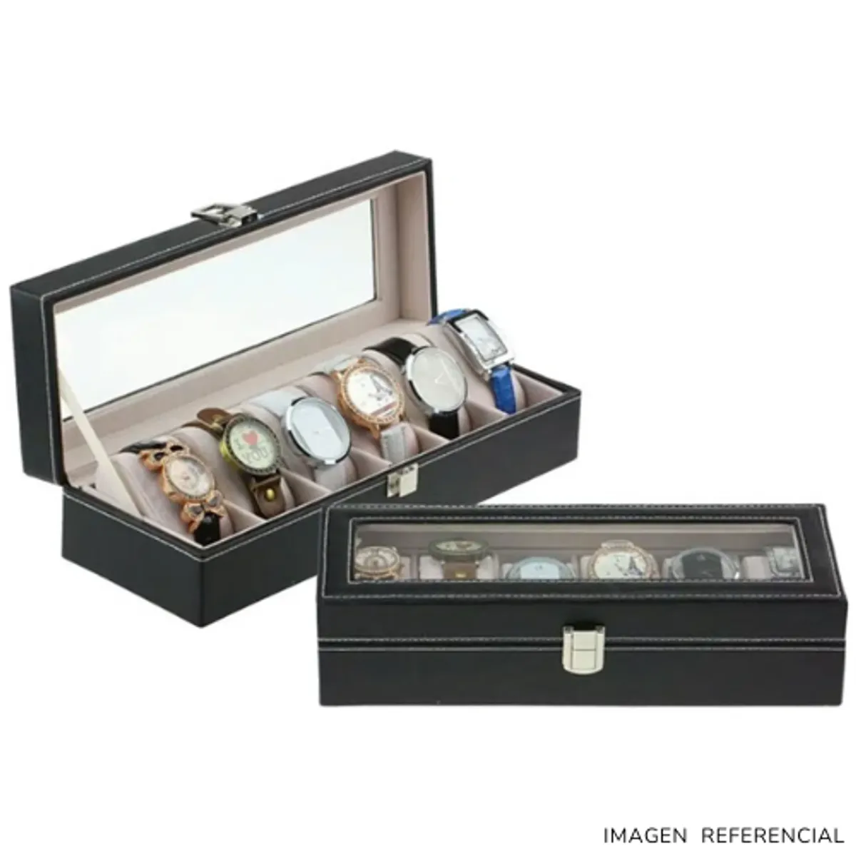 INSPIRA MARKET - Porta Relojes Pulseras de Lujo Elegante 6 Compartimientos