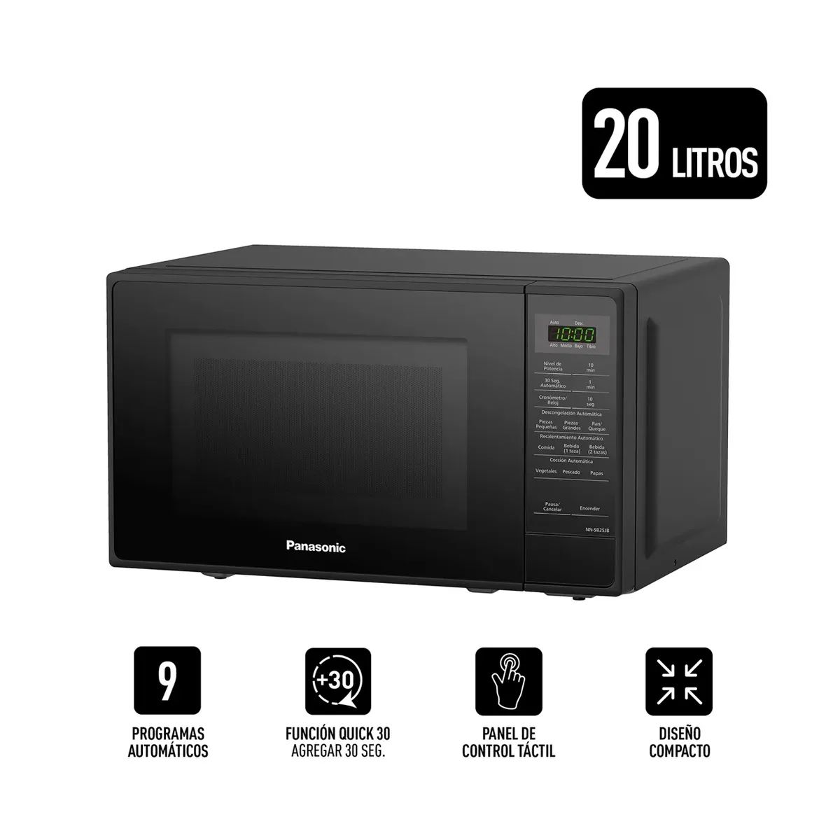 PANASONIC - HORNO MICROONDAS PANASONIC NN-SB25JBRPK NEGRO 20L