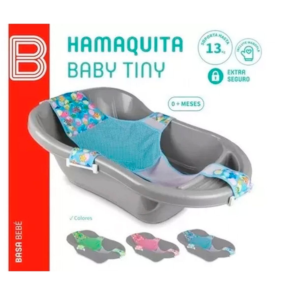 BASA - Malla Hamaca Baby tiny de baño 4 anclajes azul