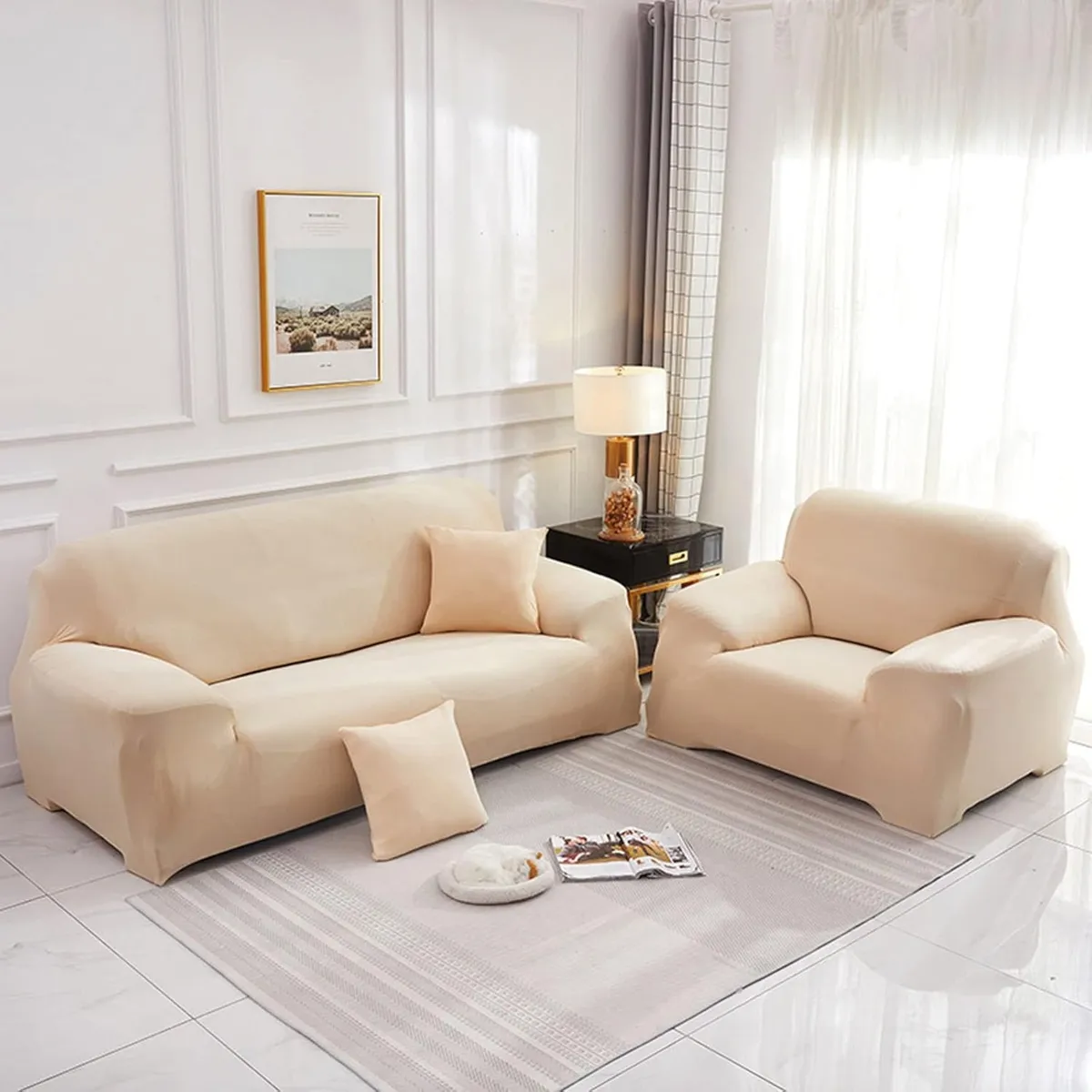 GENERICO - Fundas de Cojines x6 und Color Entero Crema