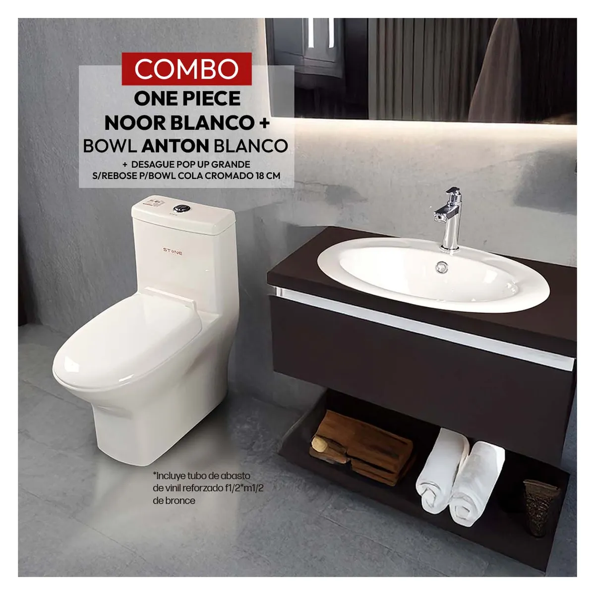 STONE - COMBO NOOR BLANCO + ANTON BLANCO + DESAGUE POP UP SREBOSE PBOWL