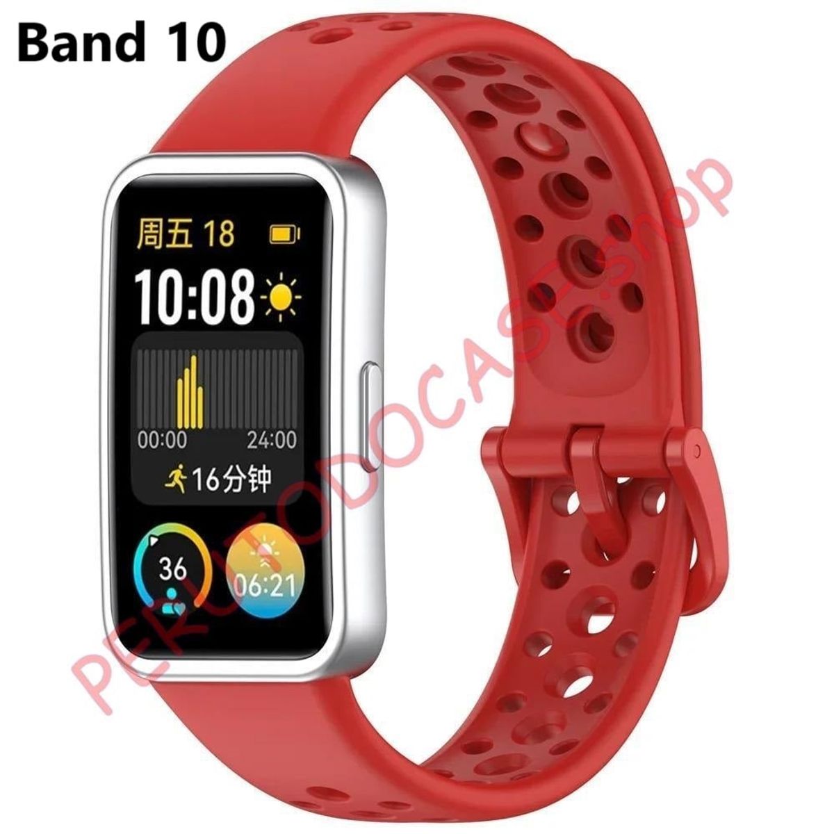 GENERICO - Correa para Huawei Band 10 Silicona Rojo