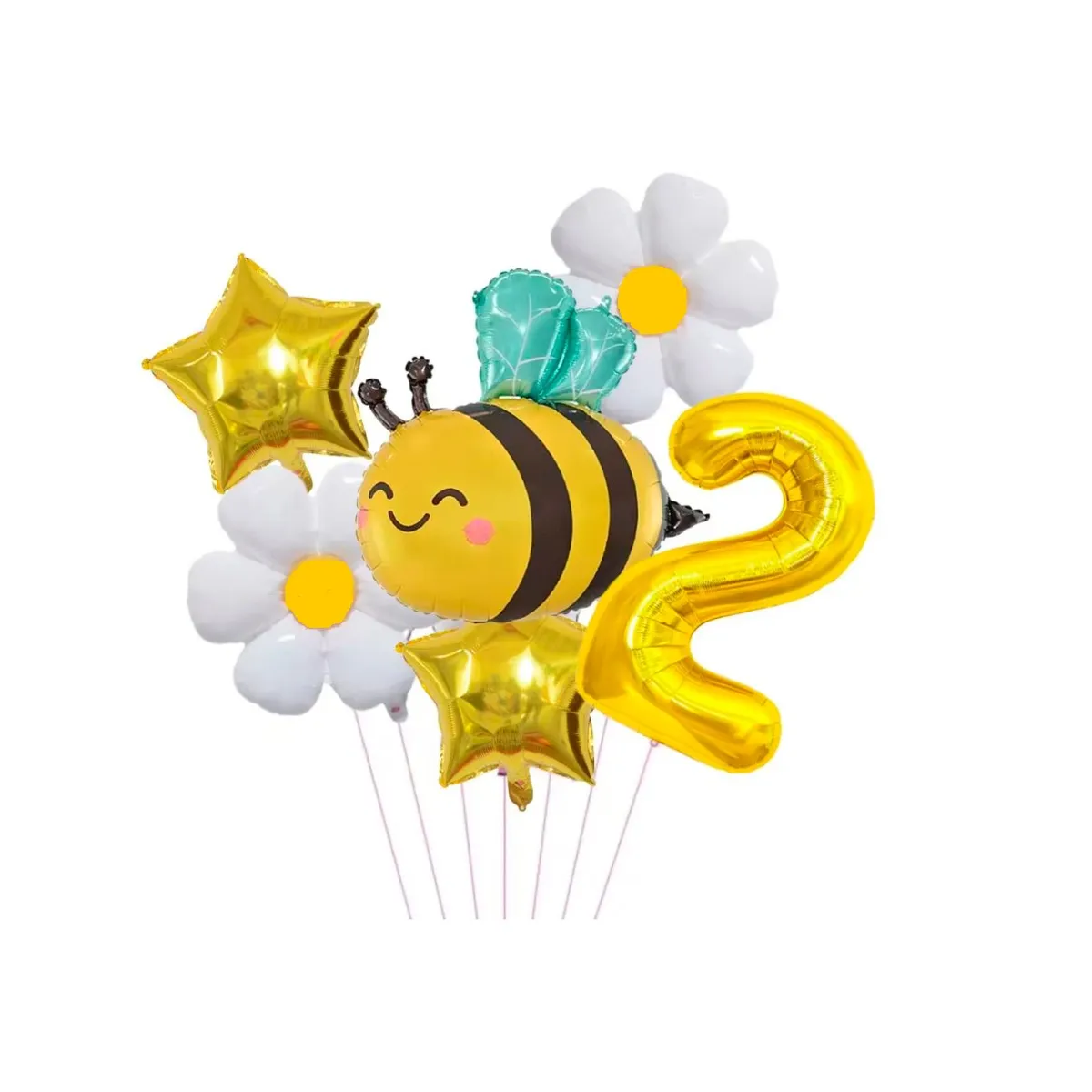 GENERICO - Set globos de margaritas abejas con numero