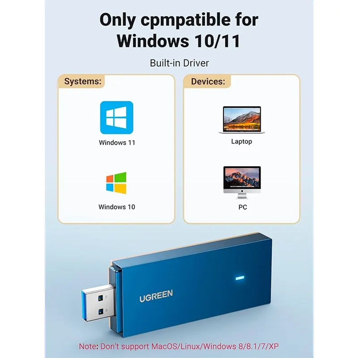 UGREEN - Adaptador UGREEN USB WiFi 6 AX1800 CM499