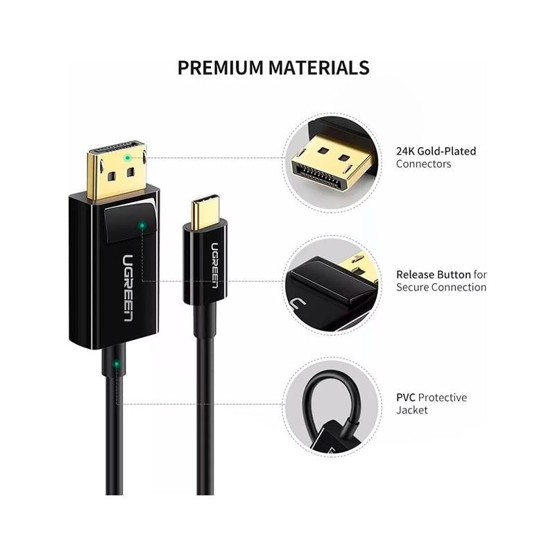 UGREEN - Cable UGREEN USB-C Macho a Displayport macho 4K 15 Metros MM139