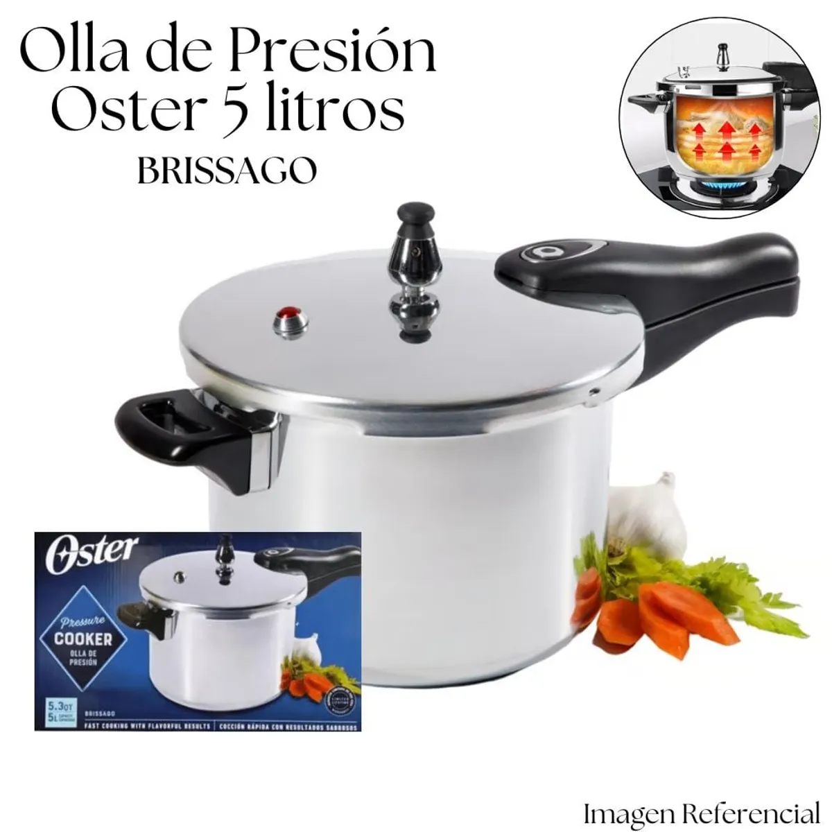 OSTER - Olla de presión Oster BRISSAGO de 5 litros