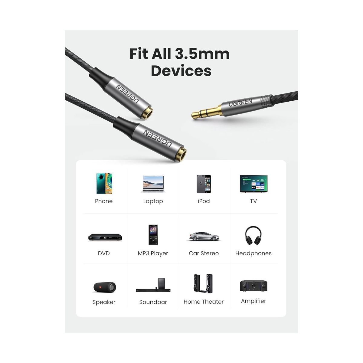 UGREEN - Splitter Divisor de Audio para 2 Audifonos UGREEN