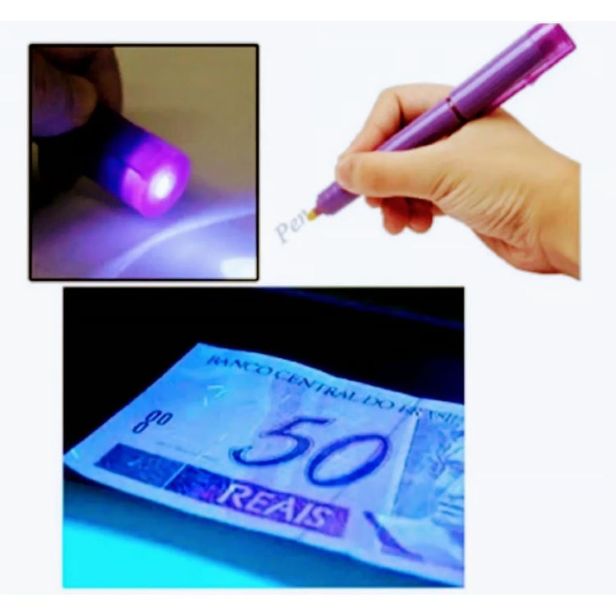 OEM - 2 Plumónes Detector de billetes falsos + Luz UV ORIGINAL