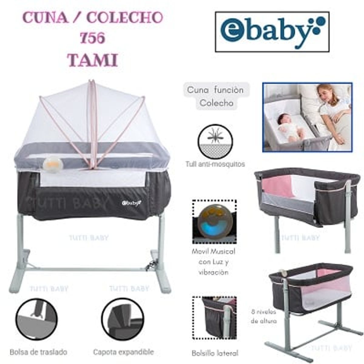 EBABY - CUNA COLECHO TAMI EB756 - ROSADO