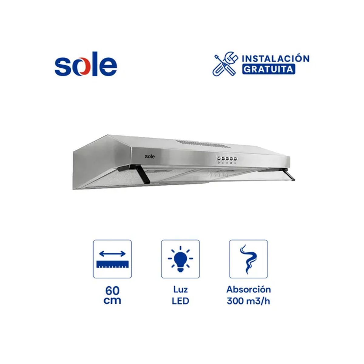 SOLE - Campana Extractora Roma Sole Acero Inoxidable 60cm