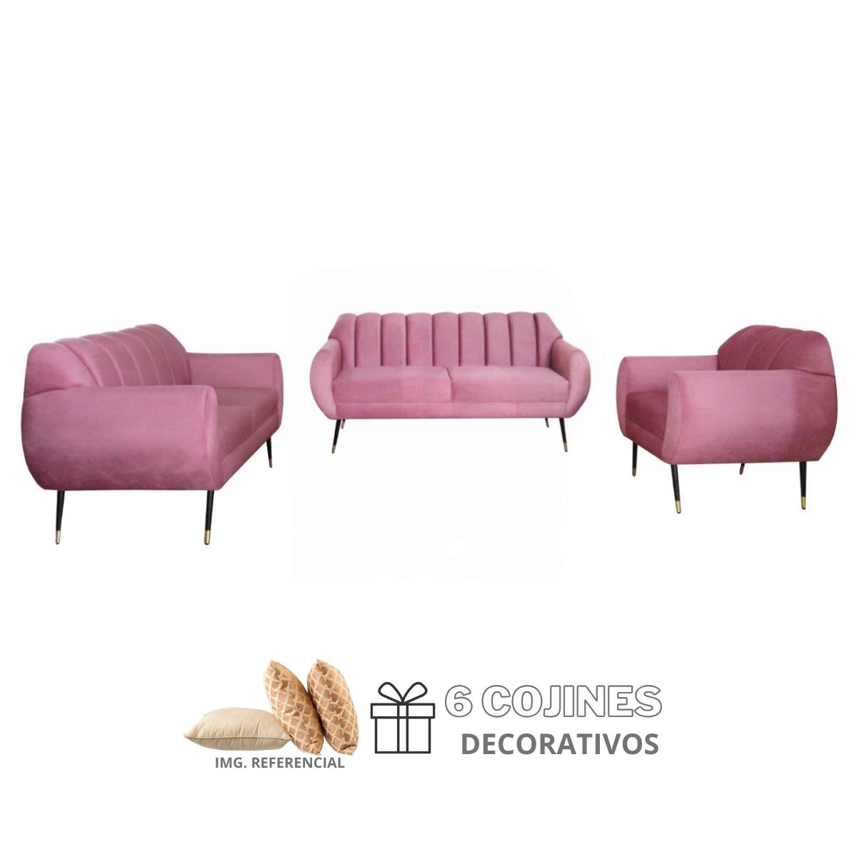 GENERICO - Juego de sala Rosalia 3-2-1 Palo rosa