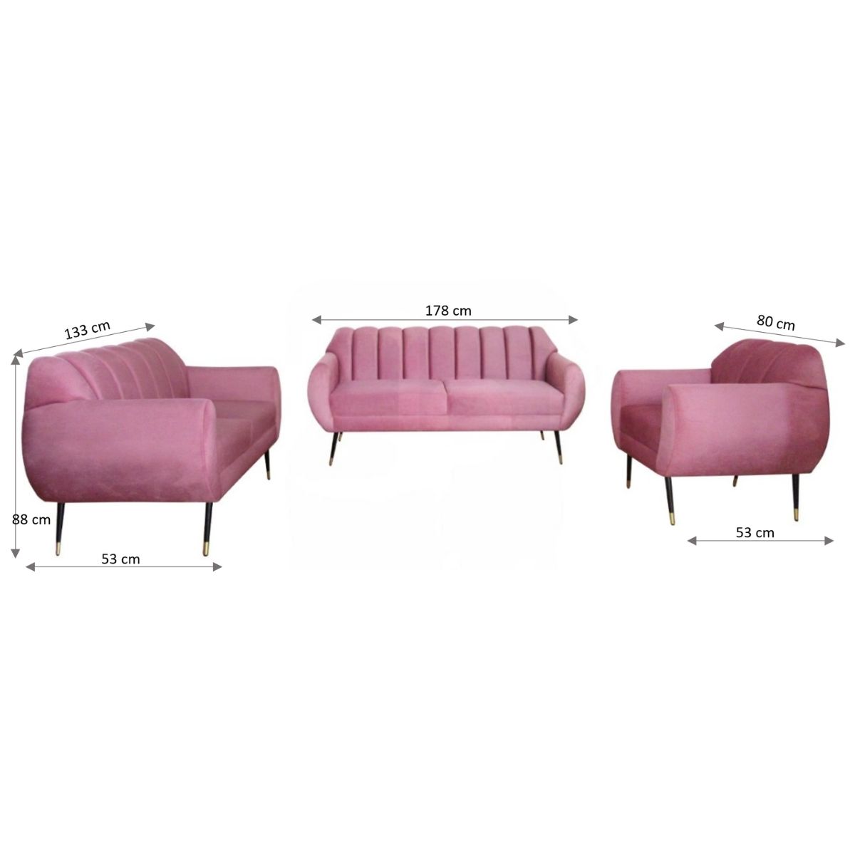 GENERICO - Juego de sala Rosalia 3-2-1 Palo rosa