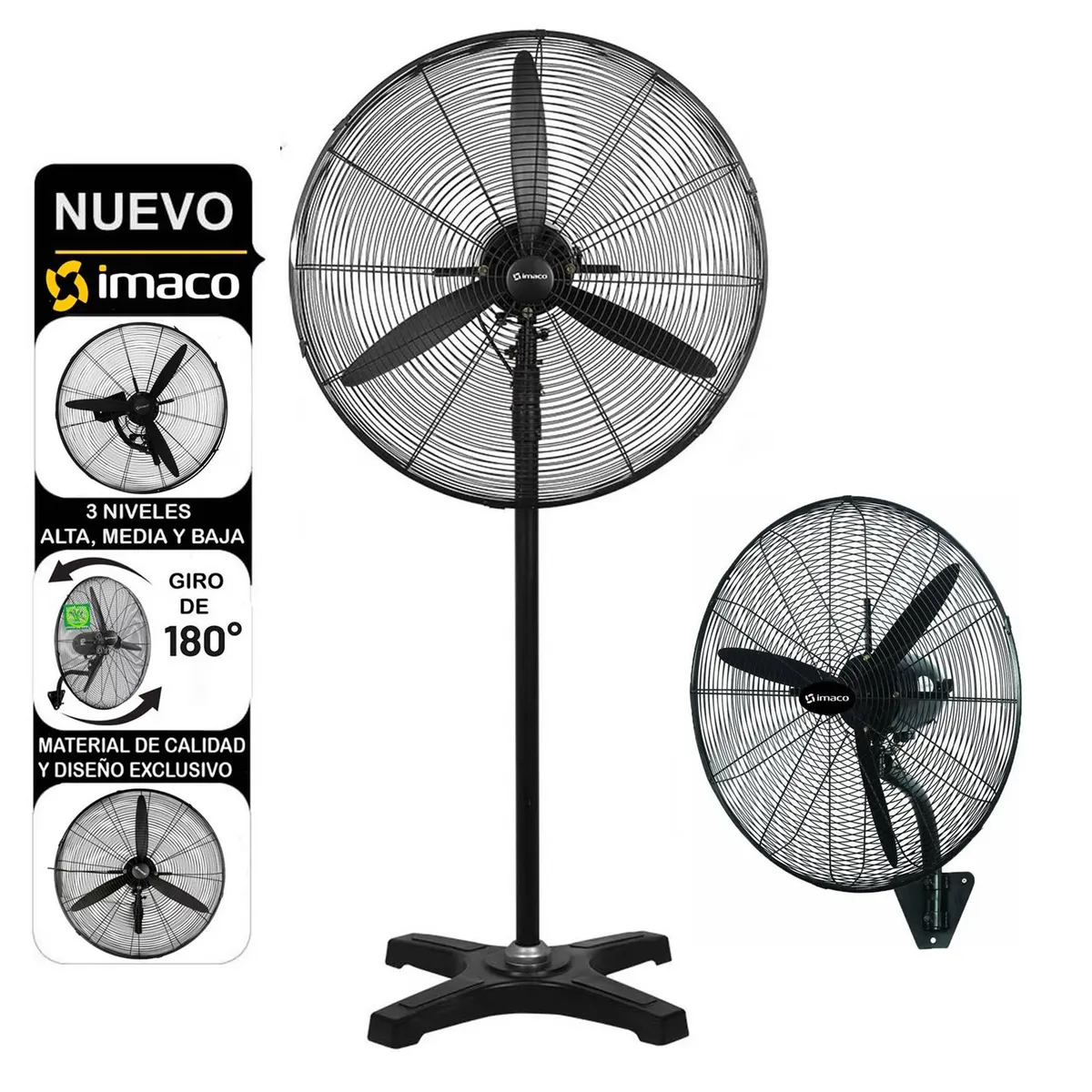 IMACO - Ventilador Industrial IMACO 30" 2 en 1 Pared y Piso 240 Watts FS30240