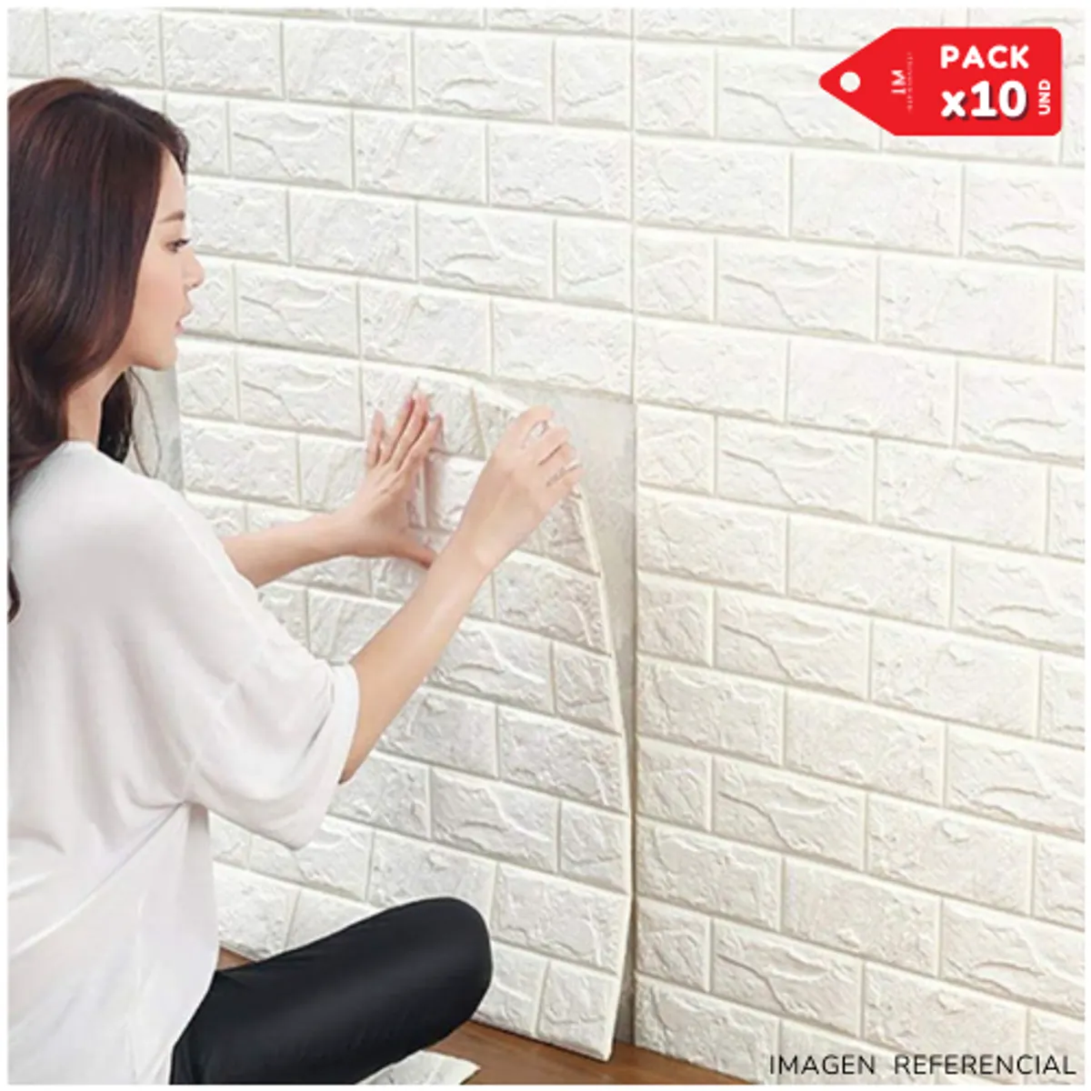 INSPIRA MARKET - Pack x10 Papel Tapiz Mural Decorativo Blanco 3mm