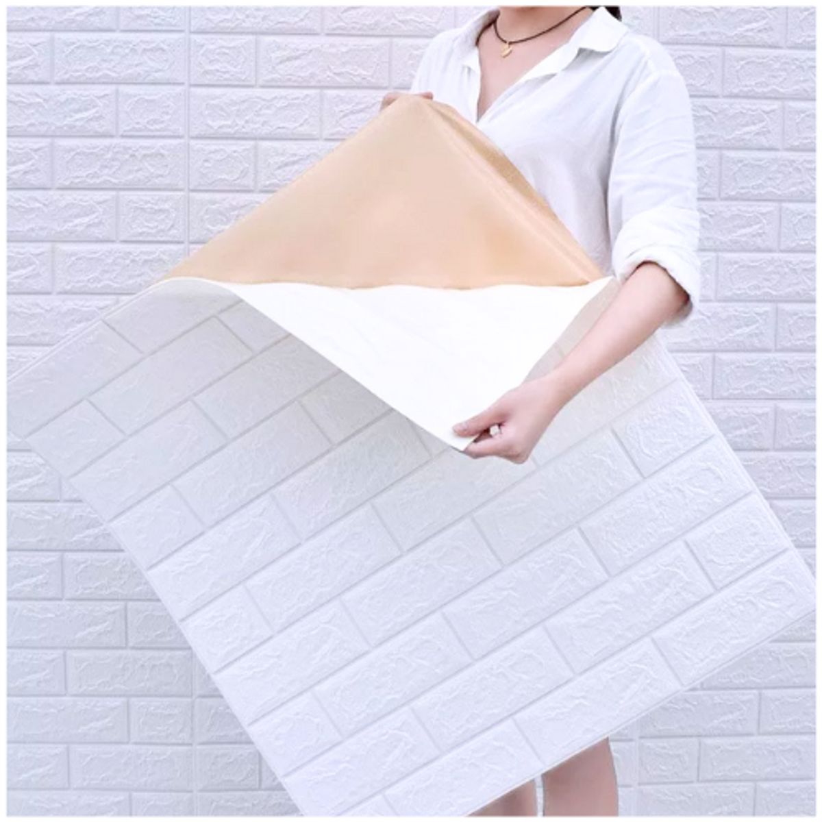 INSPIRA MARKET - Pack x50 Papel Tapiz Mural Decorativo Blanco 3mm