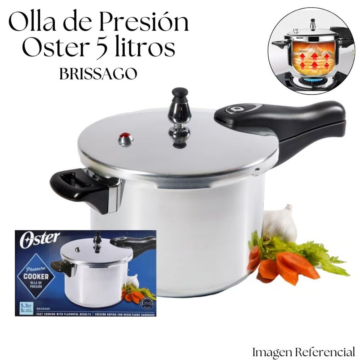 GENERICO - Olla de presión Oster BRISSAGO de 5 litros