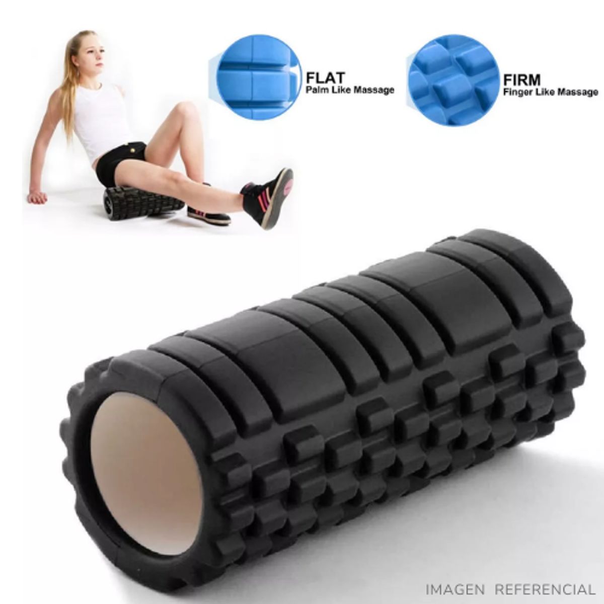 INSPIRA MARKET - Rodillo de ejercicio gimnasia yoga masaje muscular Negro