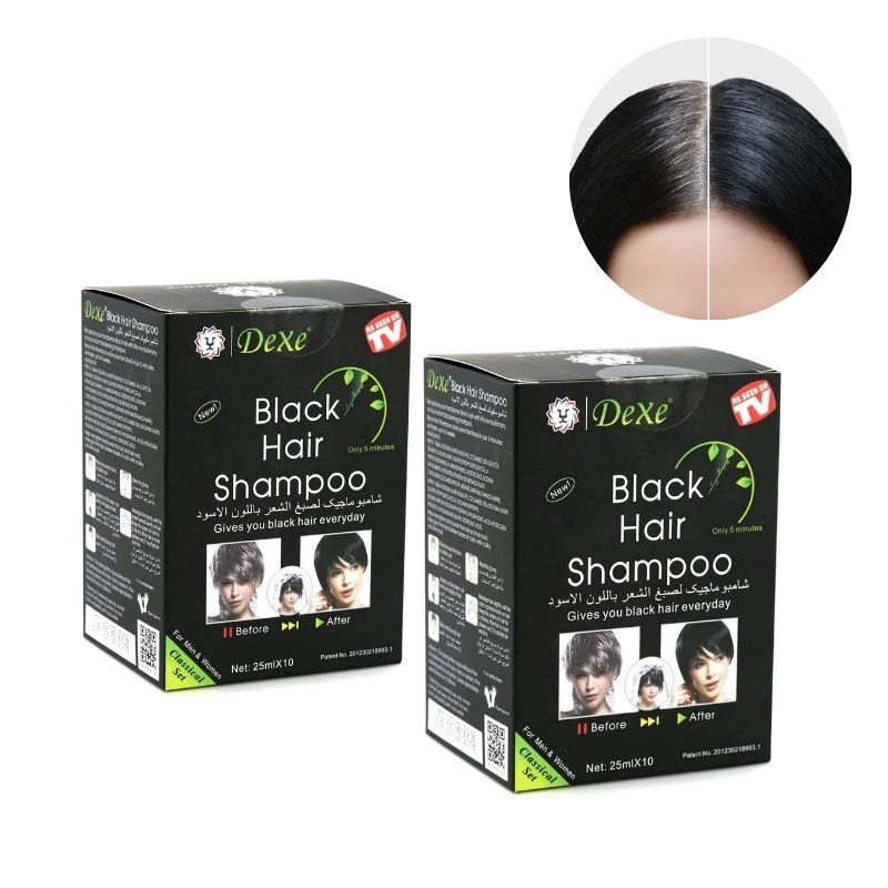 DEXE - Black Hair Shampoo Dexe 25ml x 10 Por 2 Cajas