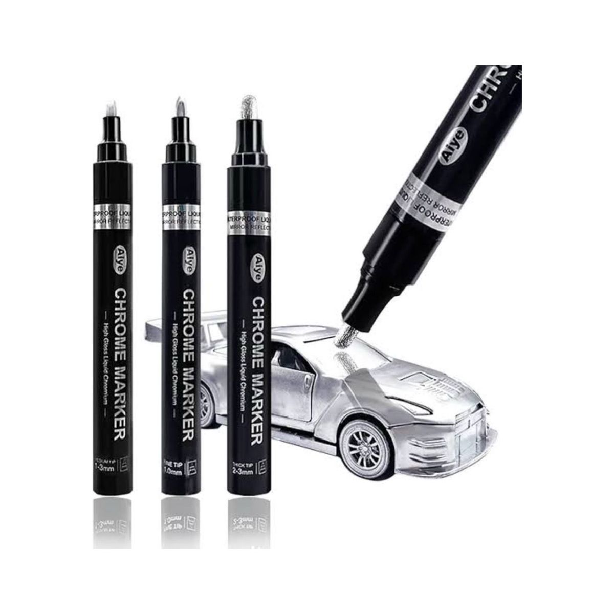 GENERICO - Plumon Marcador PERMANTE Chromado - Plateado