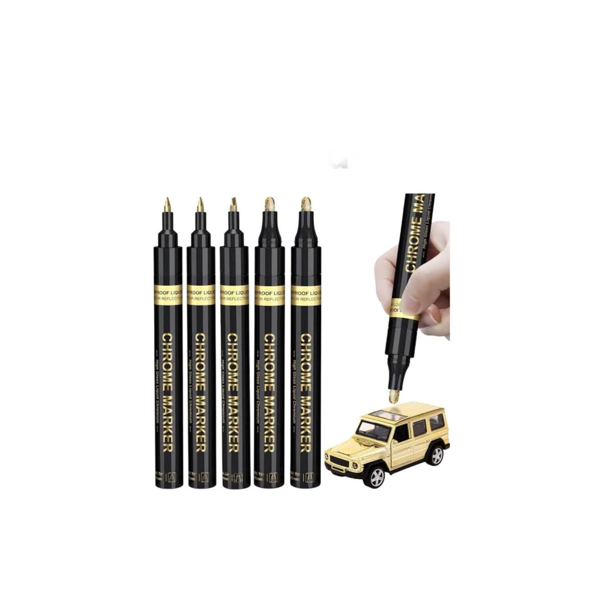 GENERICO - Plumon Marcador PERMANTE Chromado - Dorado