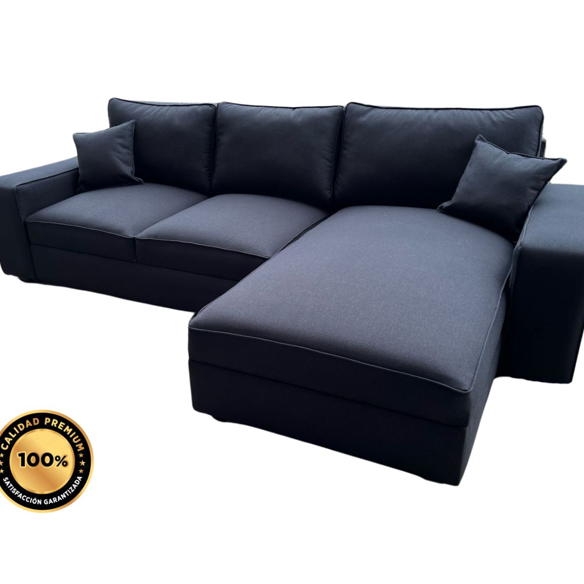GENERICO - Sofá Dubai Seccional 2 cuerpos - Negro Mate