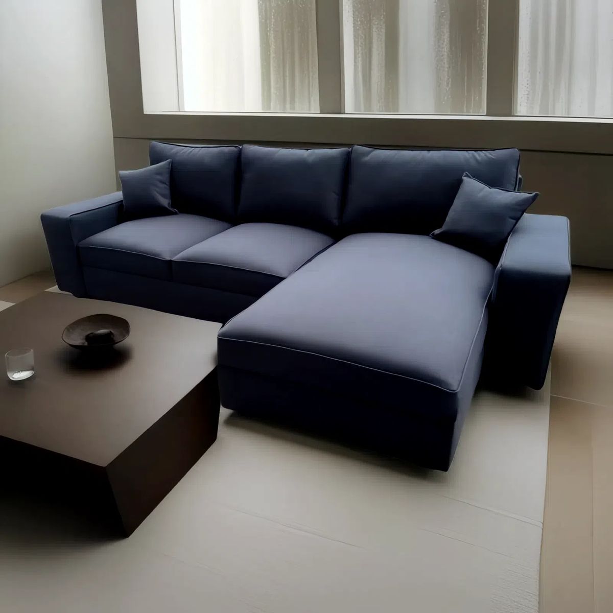 GENERICO - Sofá Dubai Seccional 2 cuerpos - Negro Mate