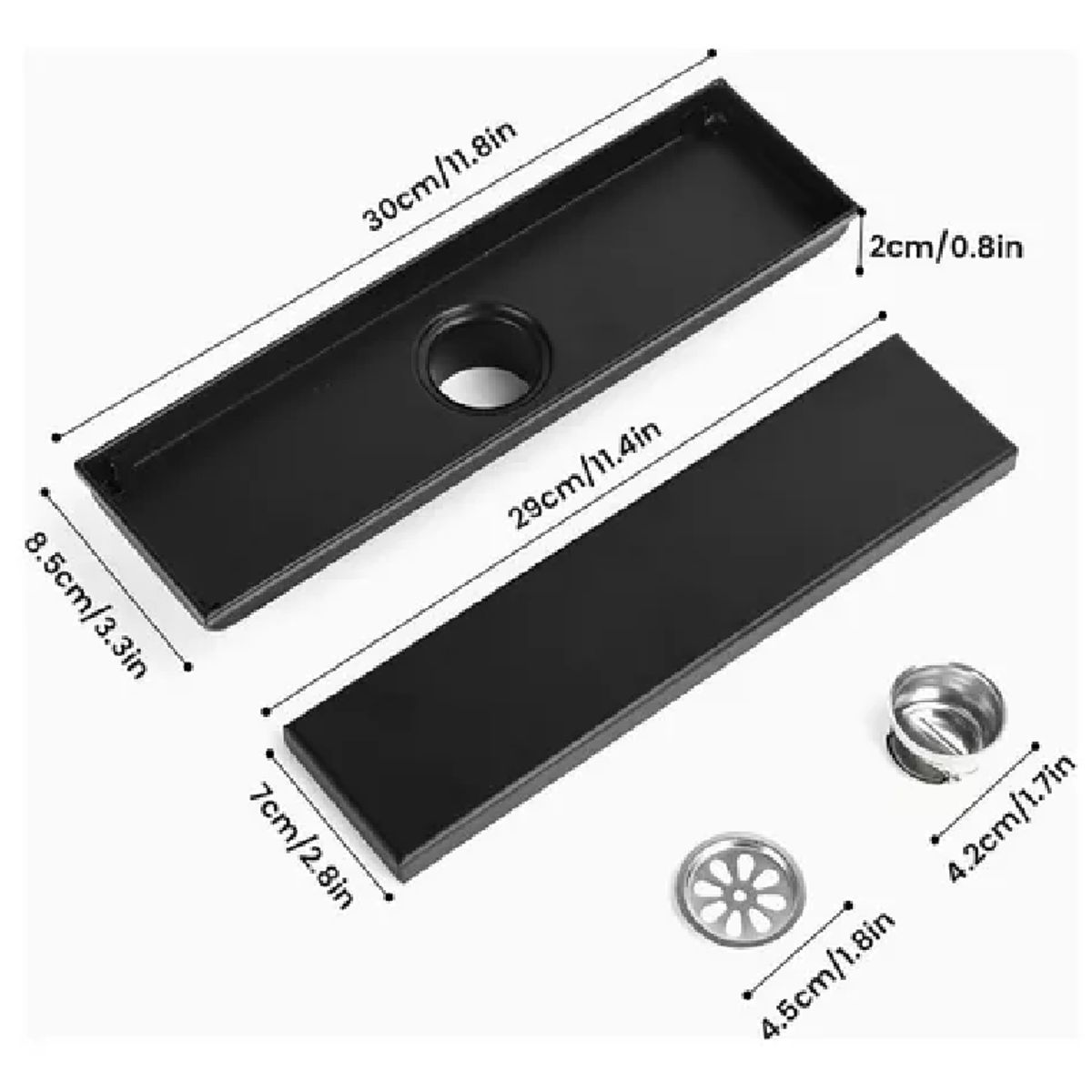 GENERICO - pack x 2 Rejilla Sumidero Antiolor De 30cm con Drenaje Rápido-acero Inoxi. black
