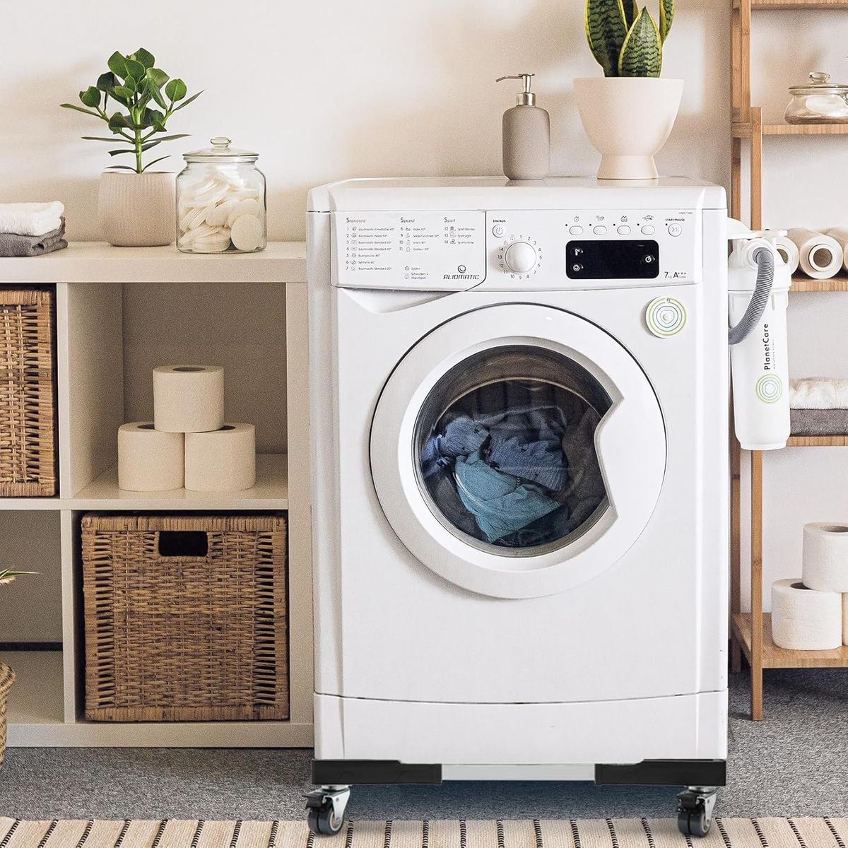 GENERICO - BASE MÓVIL SOPORTE DE LAVADORAS REFRIGERADORAES AJUSTABLE CON RUEDAS