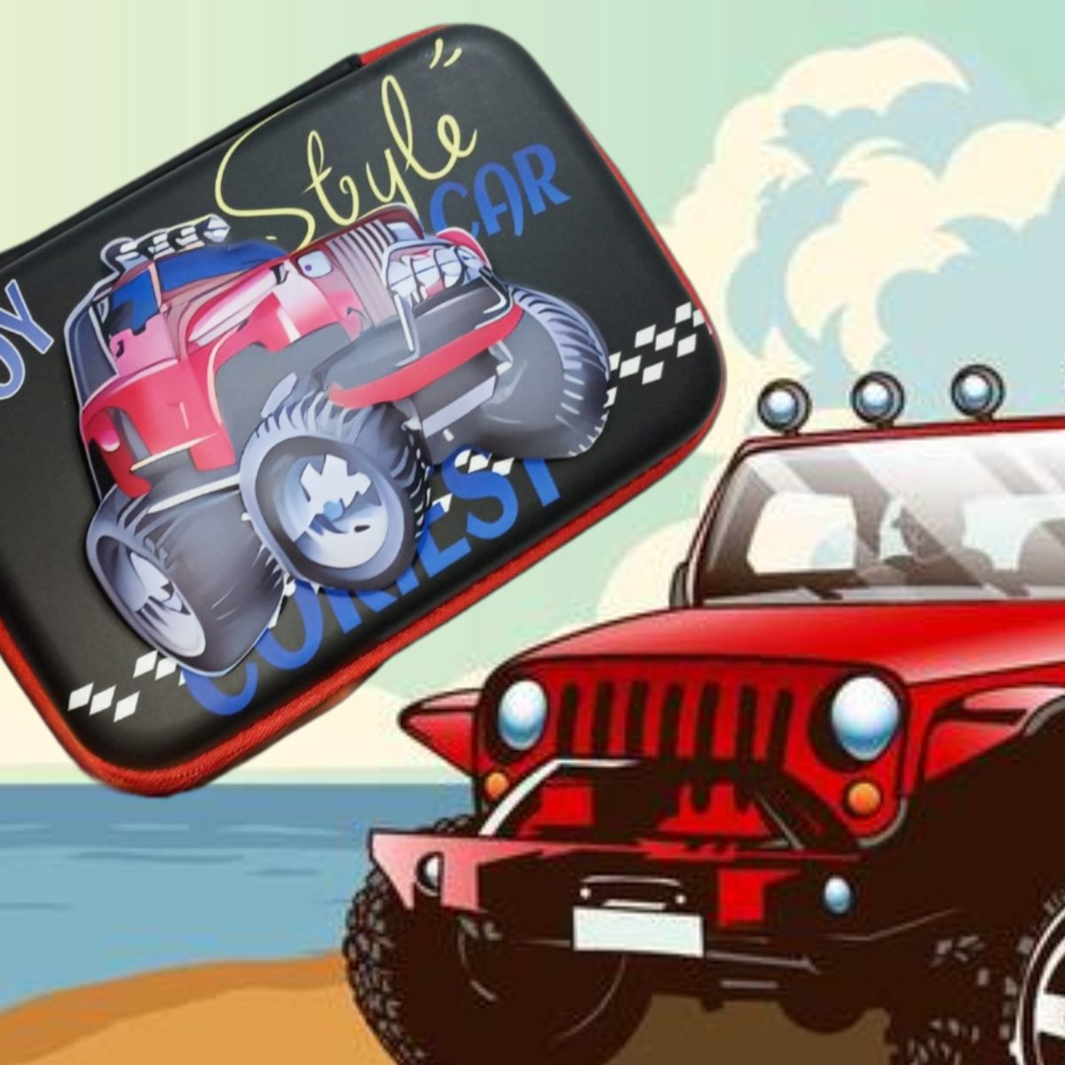 GENERICO - CARTUCHERA ORGANIZADOR NECESER ESTUCHE ESCOLAR NIÑAS - NIÑOS KAWAII 3D GRANDE