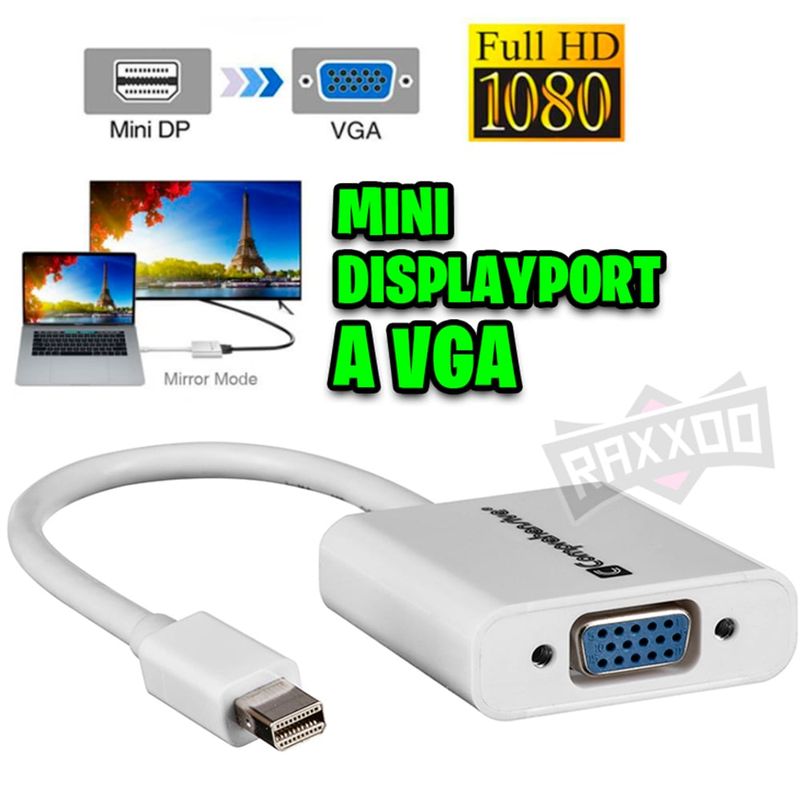 GENERICO - Adaptador mini displayport dp a vga 1080p convertidor mac macbook