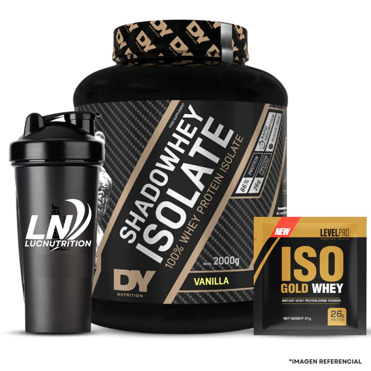 DORIAN YATES - Shadowhey Isolate 2 kg Proteina Isolatada DY - Vainilla + shaker + Sachet Iso Gold
