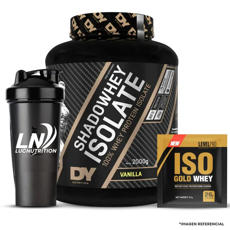 DORIAN YATES - Shadowhey Isolate 2 kg Proteina Isolatada DY - Vainilla + shaker + Sachet Iso Gold