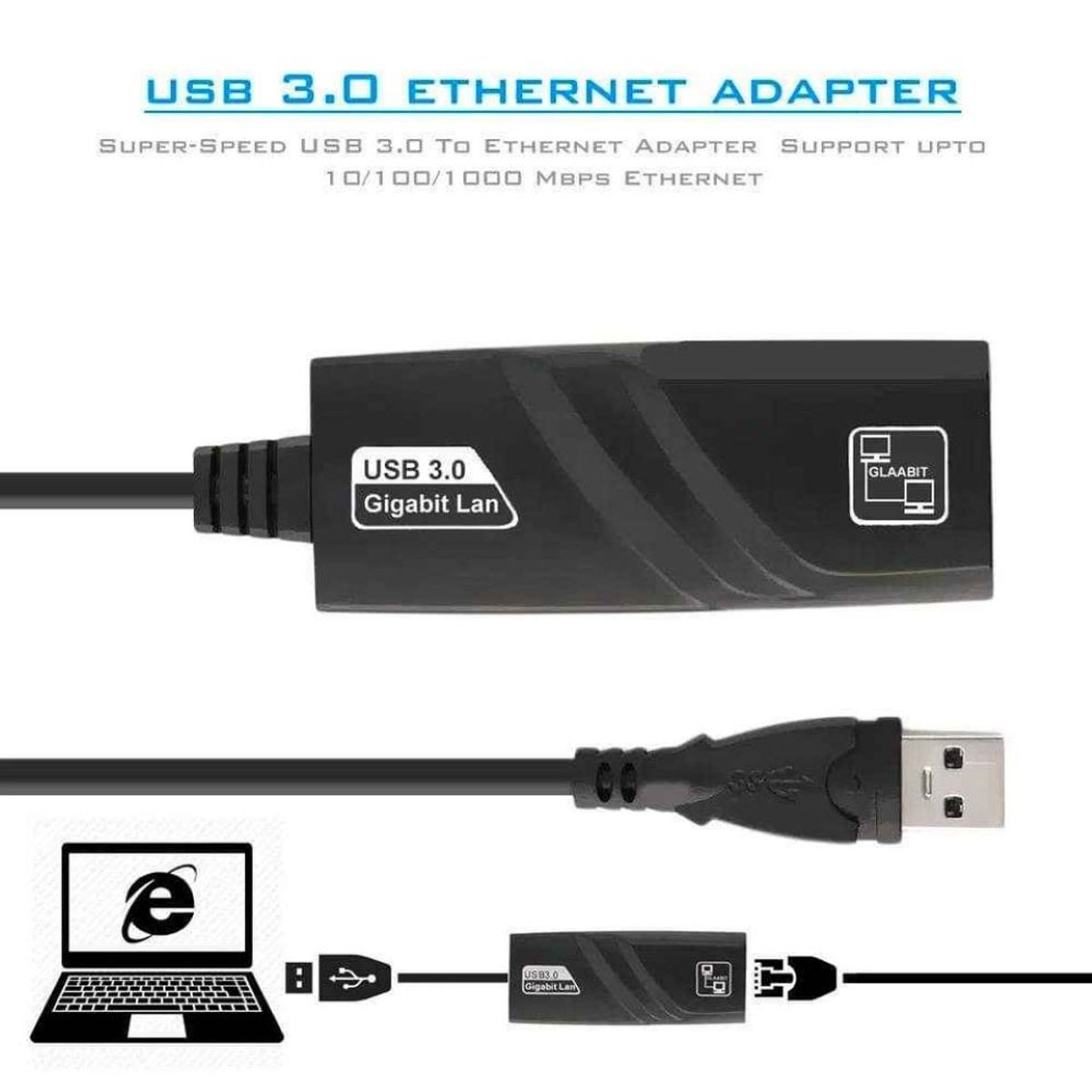 GENERICO - Adaptador USB 3.0 a RJ45 USB LAN Ethernet Windows Internet Gigabit