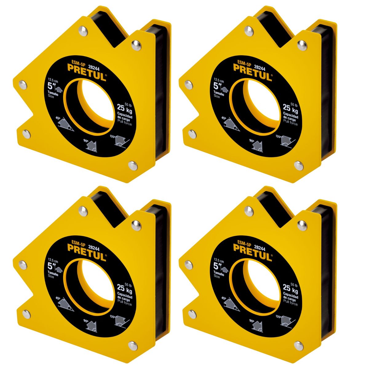 TRUPER - Escuadra magnética 5" para soldar, capacidad 25 kg, 4 unidades Truper