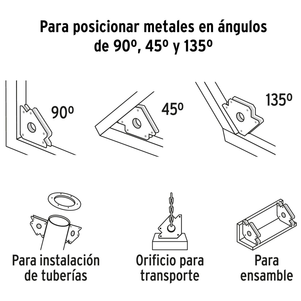 TRUPER - Escuadra magnética 5" para soldar, capacidad 25 kg, 4 unidades Truper