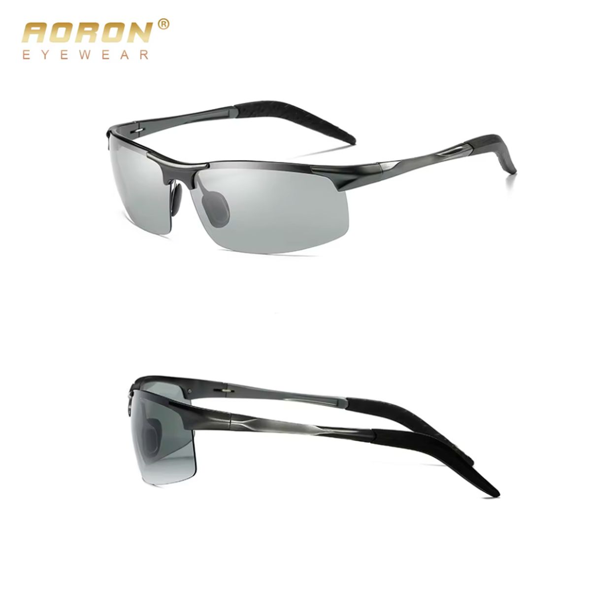 AORON - Lentes de sol fotocromatico Hombre Polarizado Aluminio