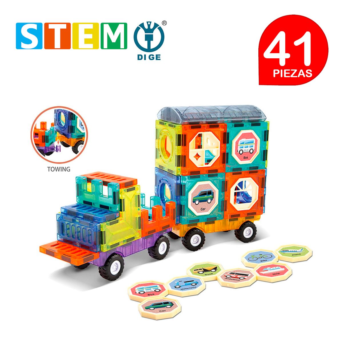 STM - Bloques magnéticos didácticos STEM DIGE MAGIC caja 41 piezas