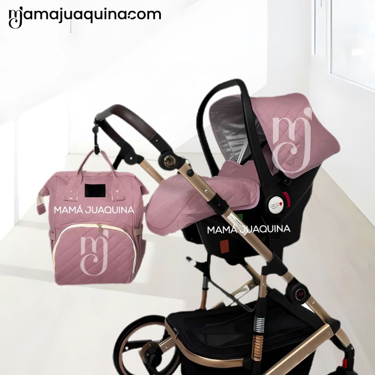 BEAUTIFUL - Coche Moisés de lujo 3 en 1 «L´MILANE» Pink