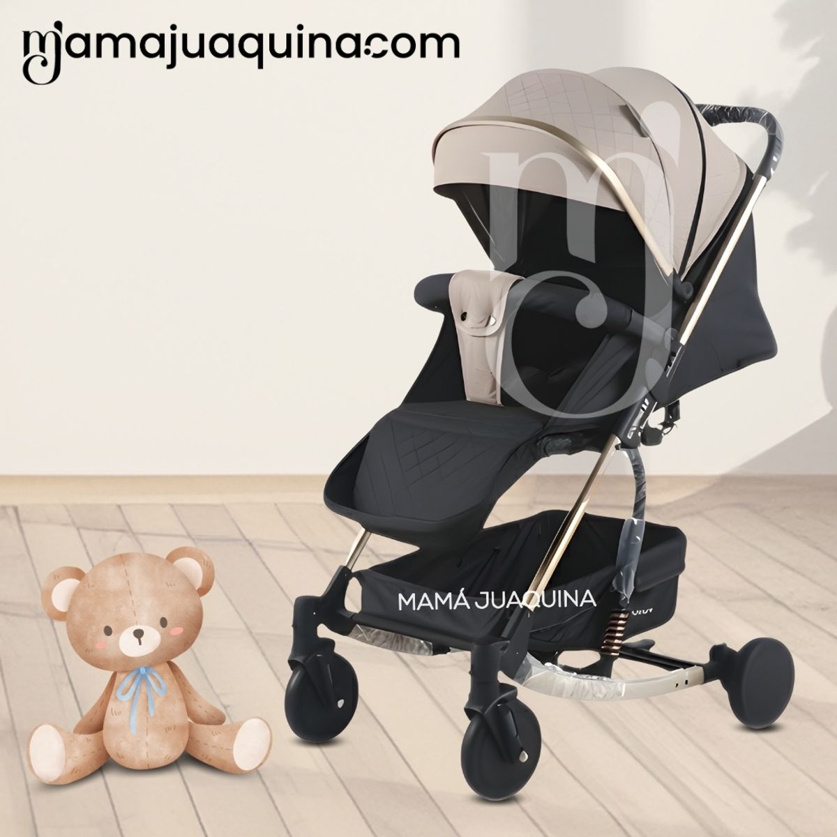 BEAUTIFUL - Coche Mecedora Maleta de Lujo «ROCKING PRIME» Beige