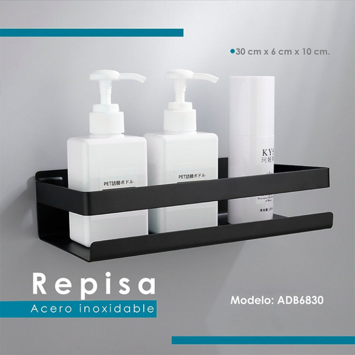 XM - REPISA DE ACERO 30 CM NEGRO  ADB6830