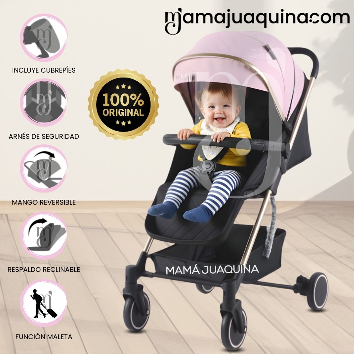 BEAUTIFUL - Coche Mecedora Maleta de Lujo «ROCKING PRIME» Pink