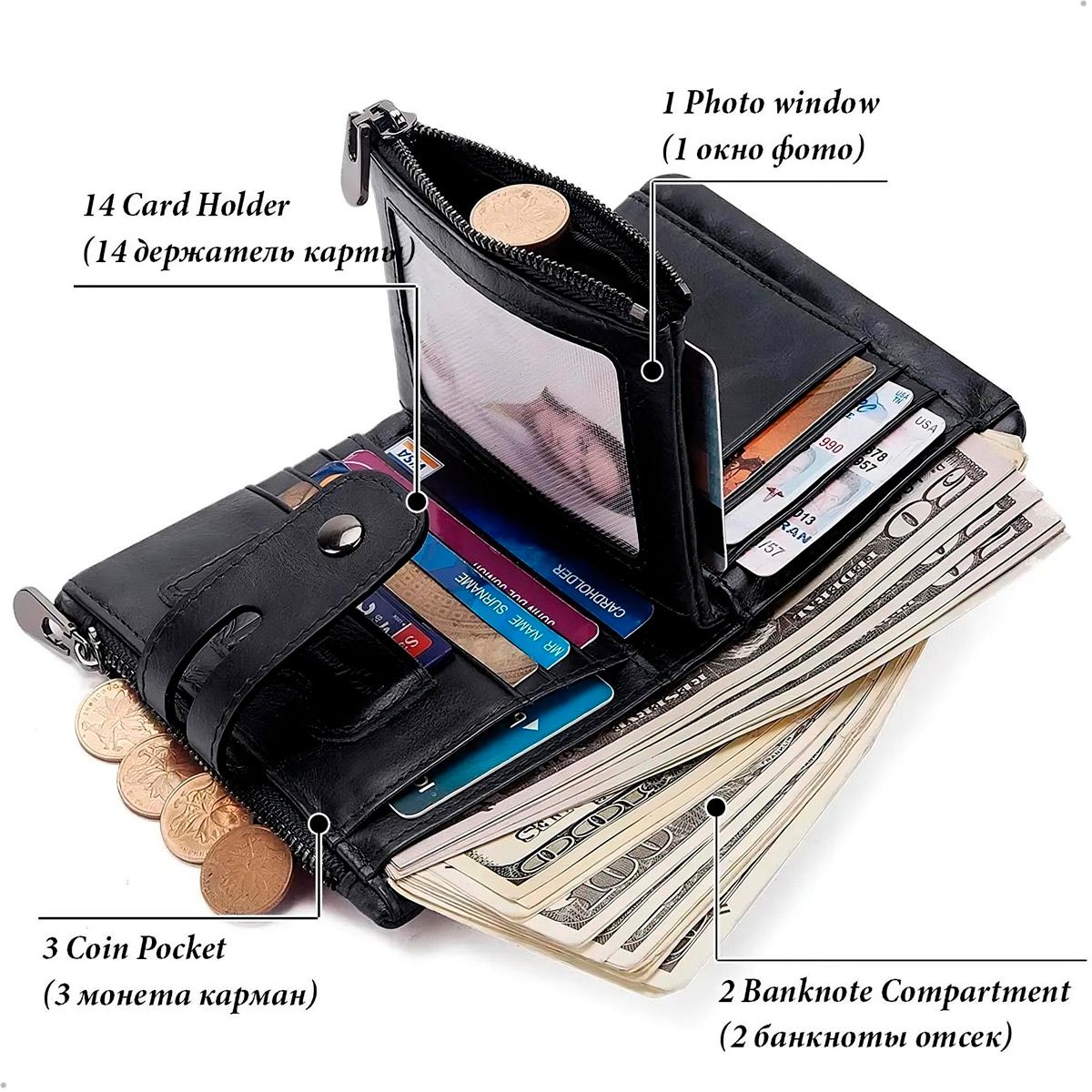 GENERICO - Billetera Hombre Cuero Humerpaul Con Proteccion Rfid