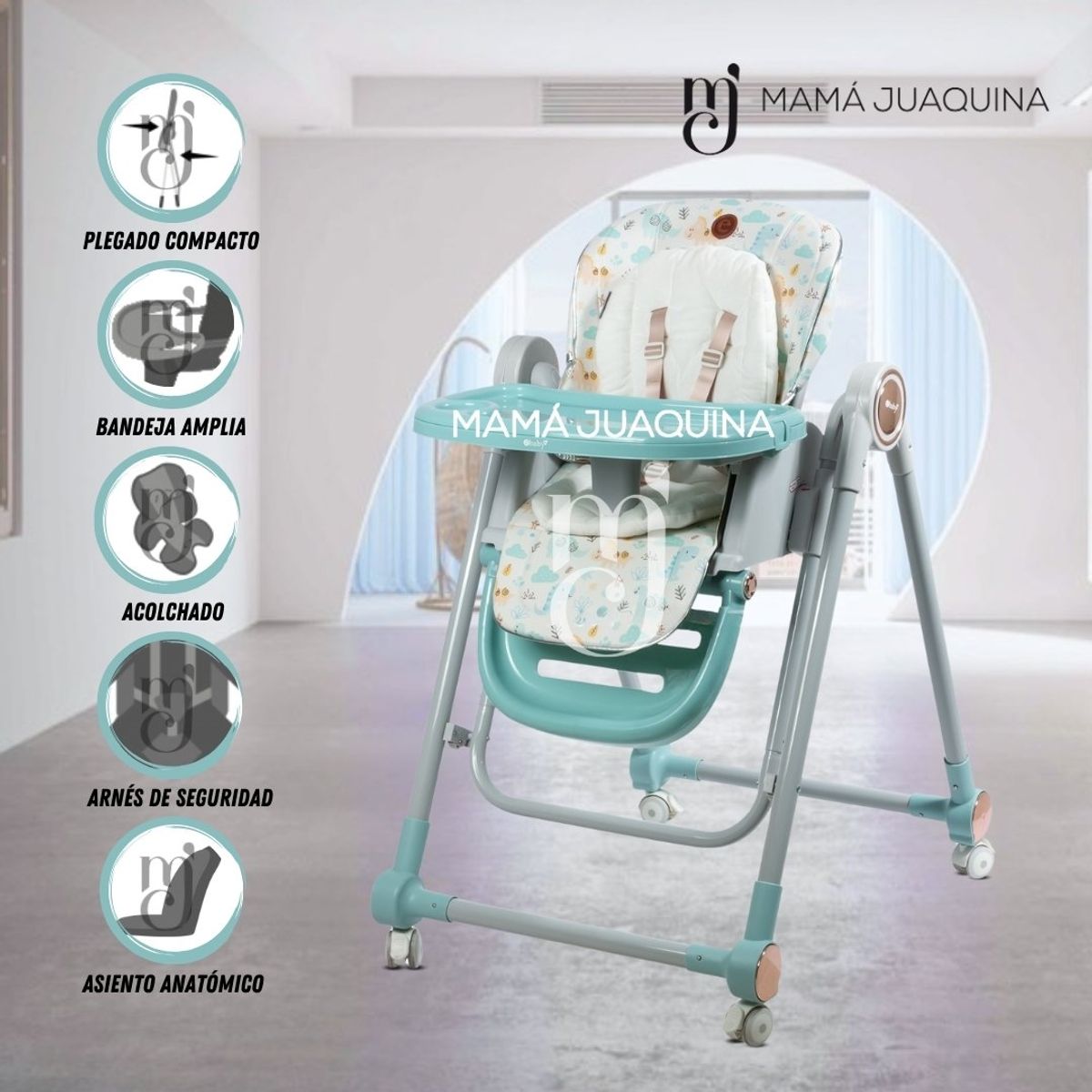 EBABY - Silla de Comer Edición Limitada «LITTLE ZOO» Light Blue