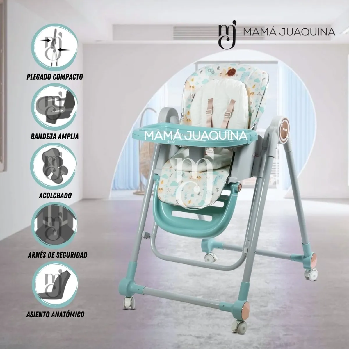 EBABY - Silla de Comer Edición Limitada «LITTLE ZOO» Light Blue