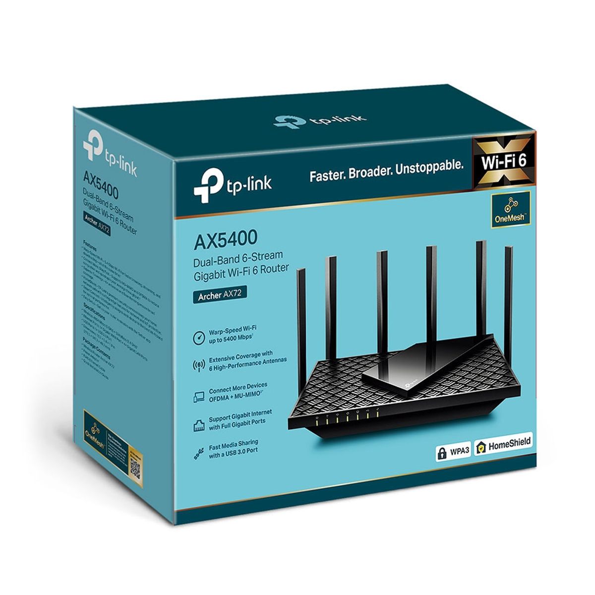 TP LINK - ROUTER TP-LINK ARCHER AX72 AX5400 DUAL BAND GIGABIT WI-FI 6