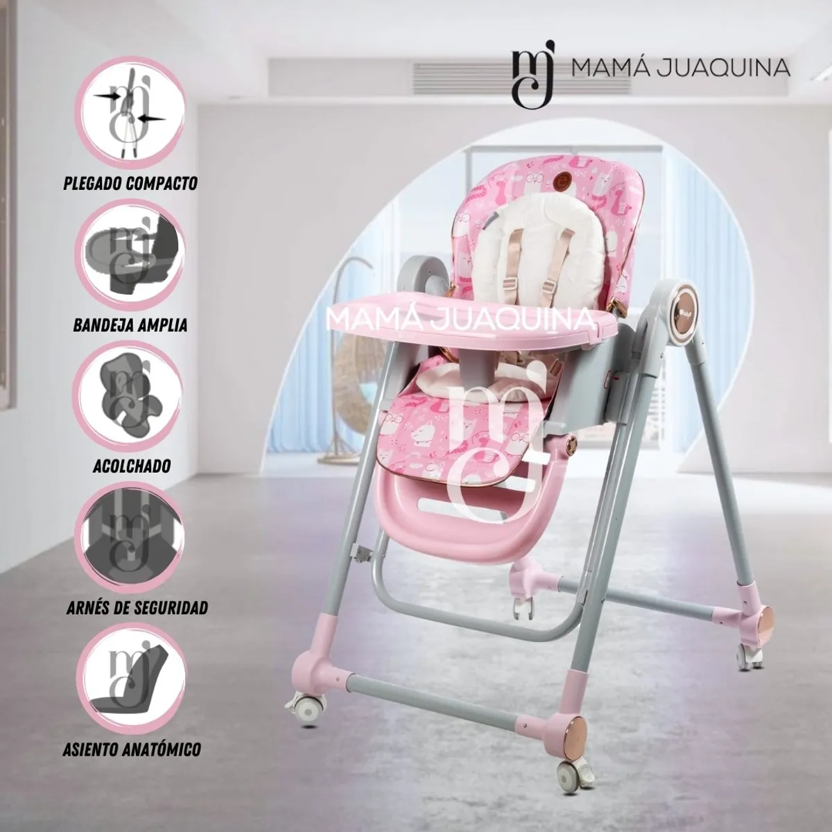 EBABY - Silla de Comer Edición Limitada «LITTLE ZOO» Pink